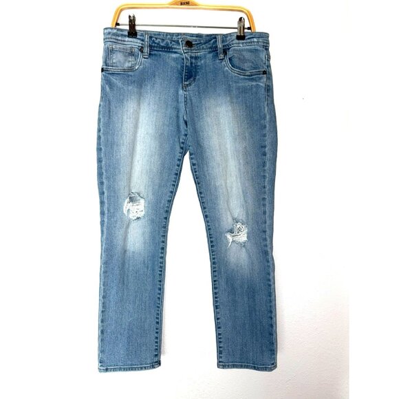 Kut From The Kloth Adele Slouchy Boyfriend Distressed Light Wash Ankle Jeans Siz - Picture 1 of 12